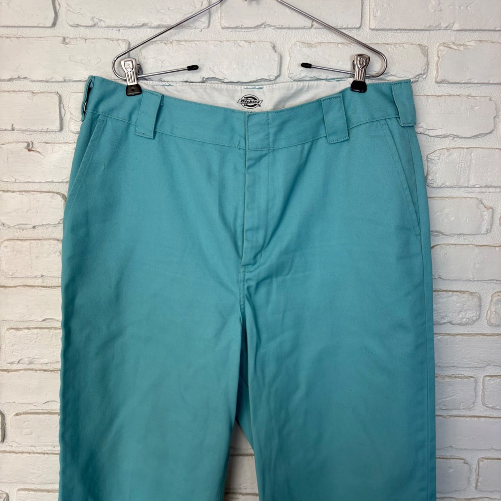 Dickies Women's Twill Cropped Ankle Pants Teal Blue High Rise Wide Leg size 16R - Picture 4 of 8